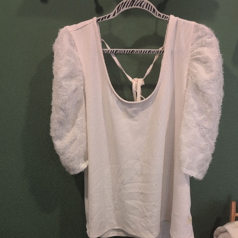 Maurices White Puff Sleeve Backless Blouse